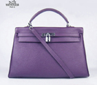 Hermes Kelly 35cm Togo Leather Bag Purple 6308 Silver Hardware 6308
