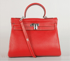 Hermes Kelly 32CM clemence leather in Flame with Silver hardware K32LSFS