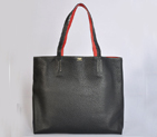 Hermes shopping bag clemence leather in Black/Flame 1988
