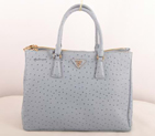 Prada Medium Ostrich Leather Tote Bag Light Blue 16625M