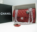 Chanel Caviar leather Red Flap bag with Silver chain A1122RS
