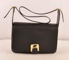 Fendi Chameleon Classic Saffiiano Leather Medium Shoulder Bag 2539 Black 2539
