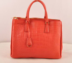 Prada Medium Croco Leather Tote Bag Light Red 16625M